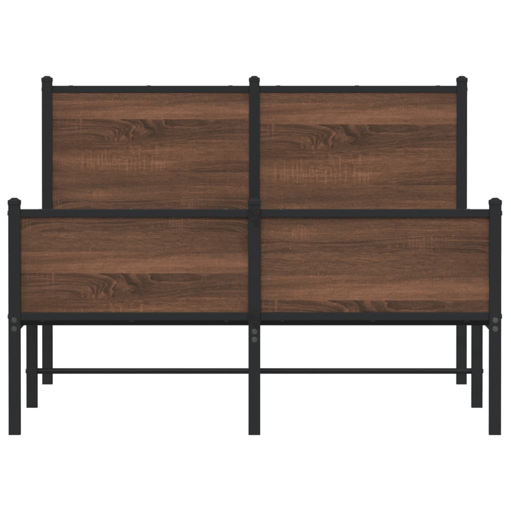 Sengeramme i metall uten madrass brun eik 120x200 cm