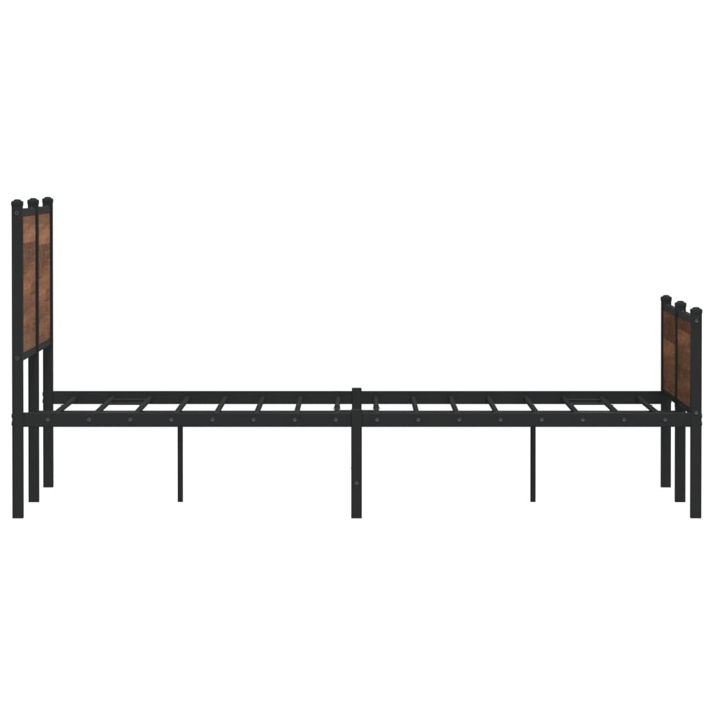 Sengeramme i metall uten madrass brun eik 120x200 cm