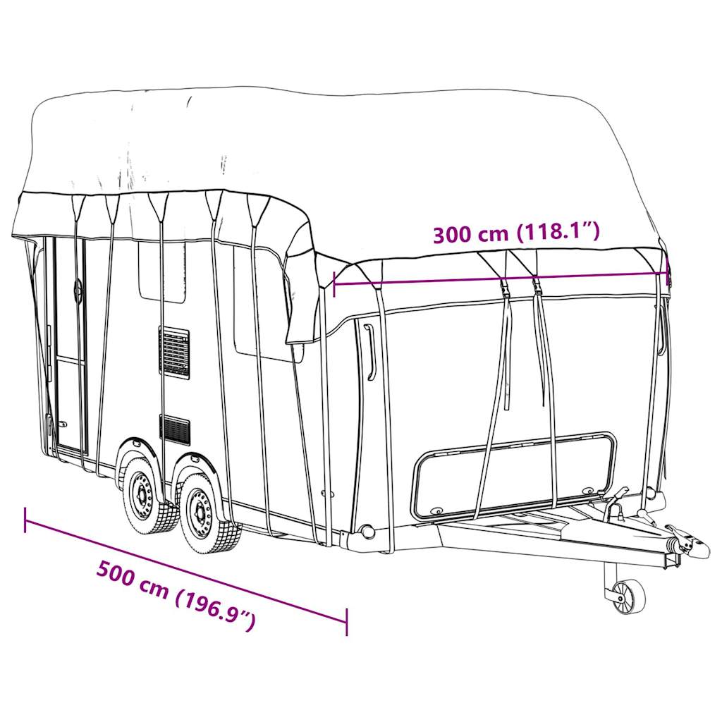 Caravan Taktrekk grå 500x300 cm ikke-vevet stoff