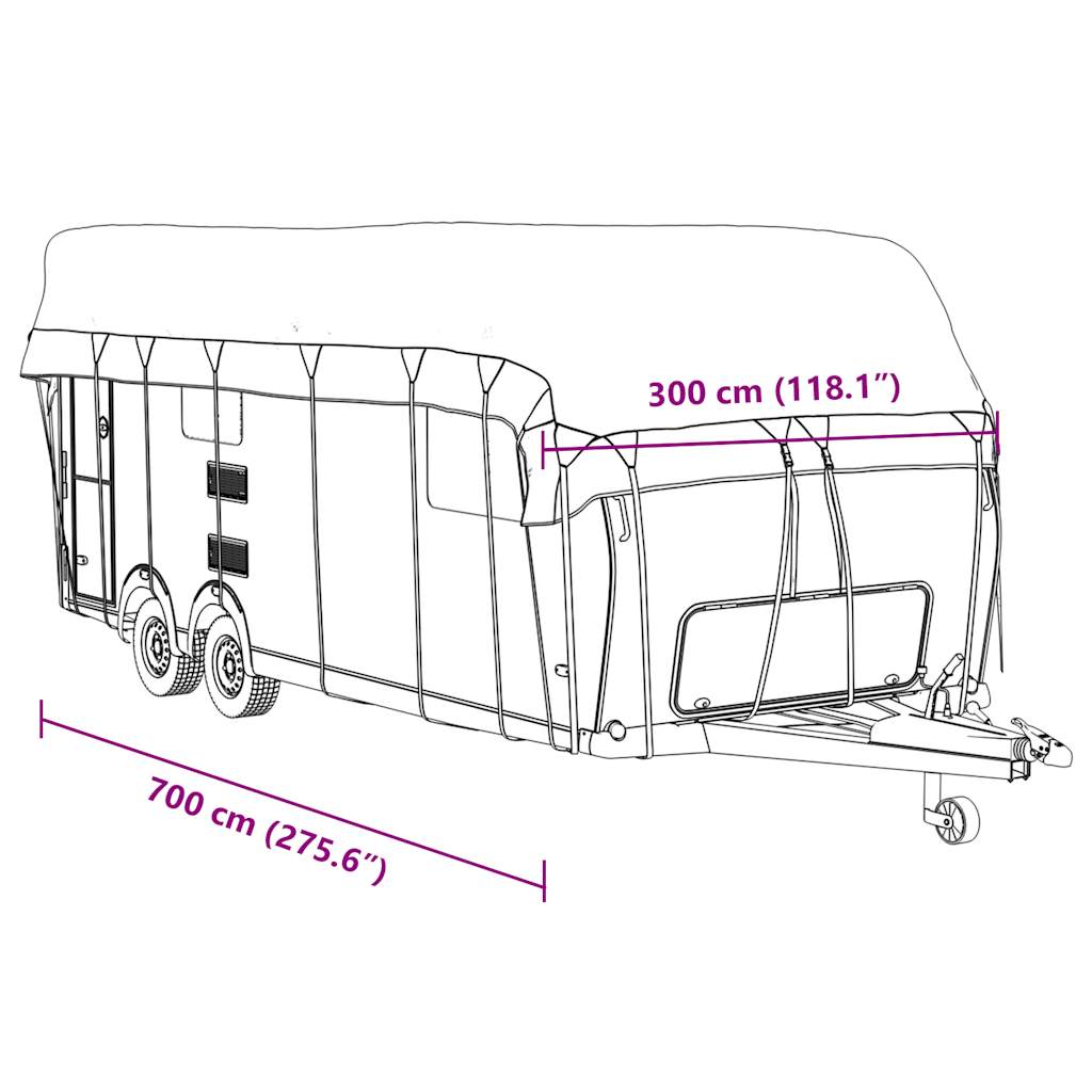 Caravan Taktrekk grå 700x300 cm ikke-vevet stoff vidaXL