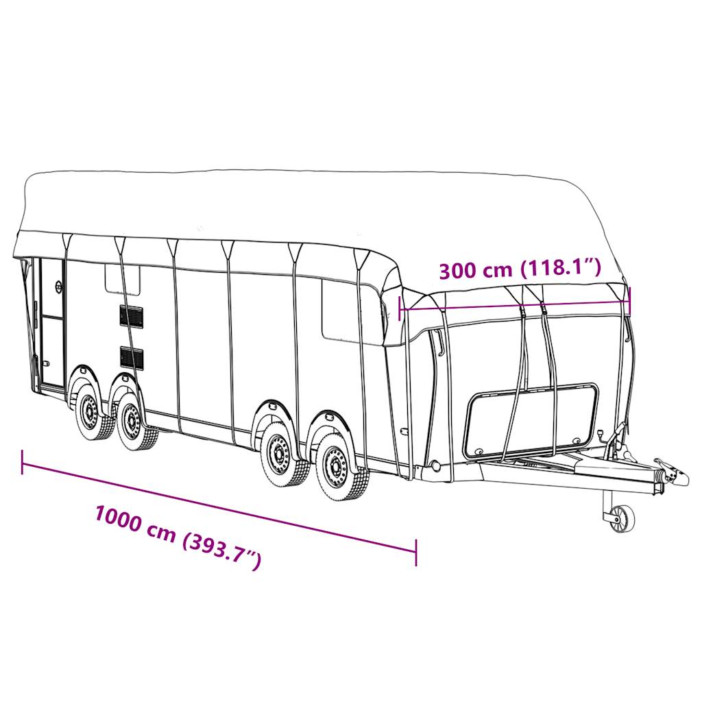 Caravan Taktrekk grå 1000x300 cm ikke-vevet stoff vidaXL