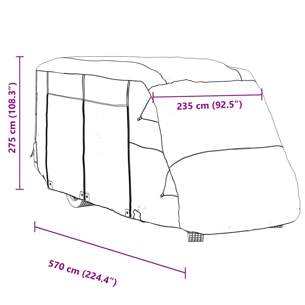 Bobiltrekk grå 570x235x275 cm ikke-vevet stoff