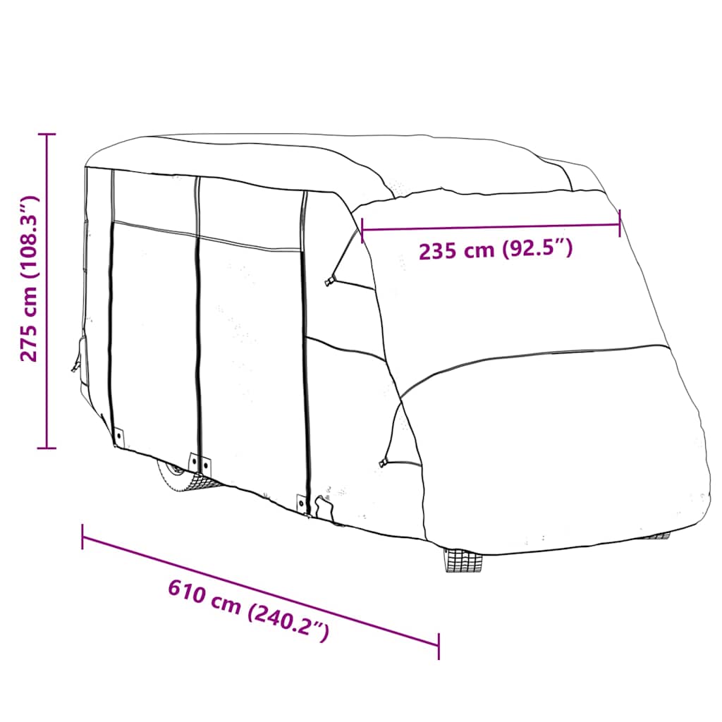 Bobiltrekk grå 610x235x275 cm ikke-vevet stoff