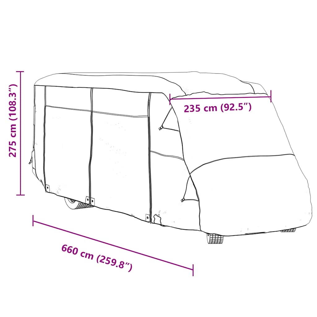 Bobiltrekk grå 660x235x275 cm ikke-vevet stoff