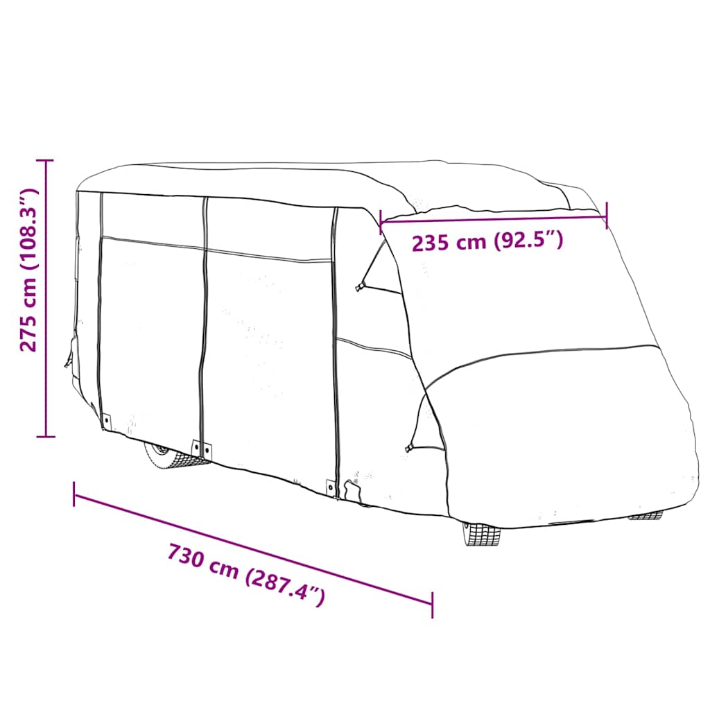Bobiltrekk grå 730x235x275 cm ikke-vevet stoff