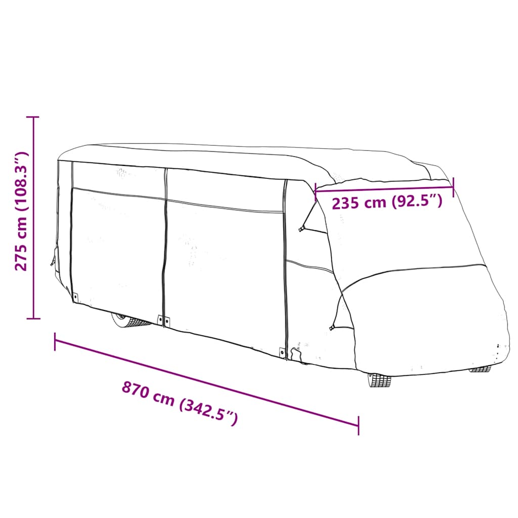 Bobiltrekk grå 870x235x275 cm ikke-vevet stoff