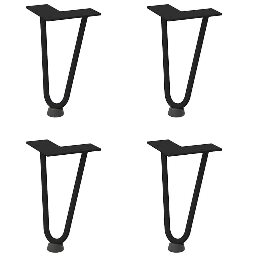 Hårnålsben til salongbord 4 stk svart 20 cm massivt stål