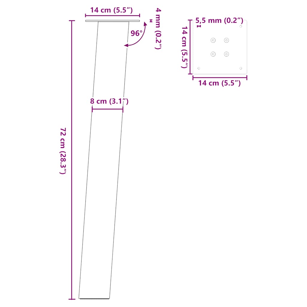 Konsollbordben 4 stk naturstål 72 cm stål