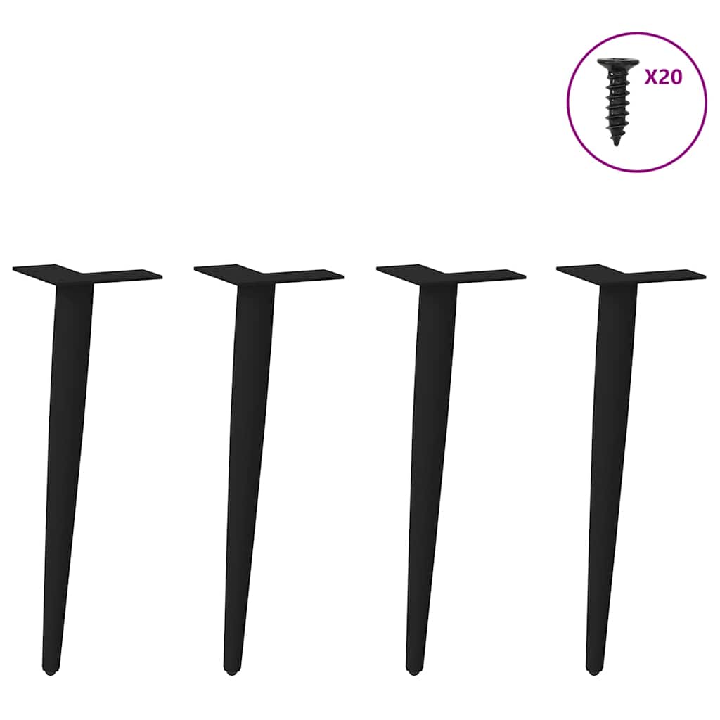 Salongbordben konisk form 4 stk svart 30-31 cm stål