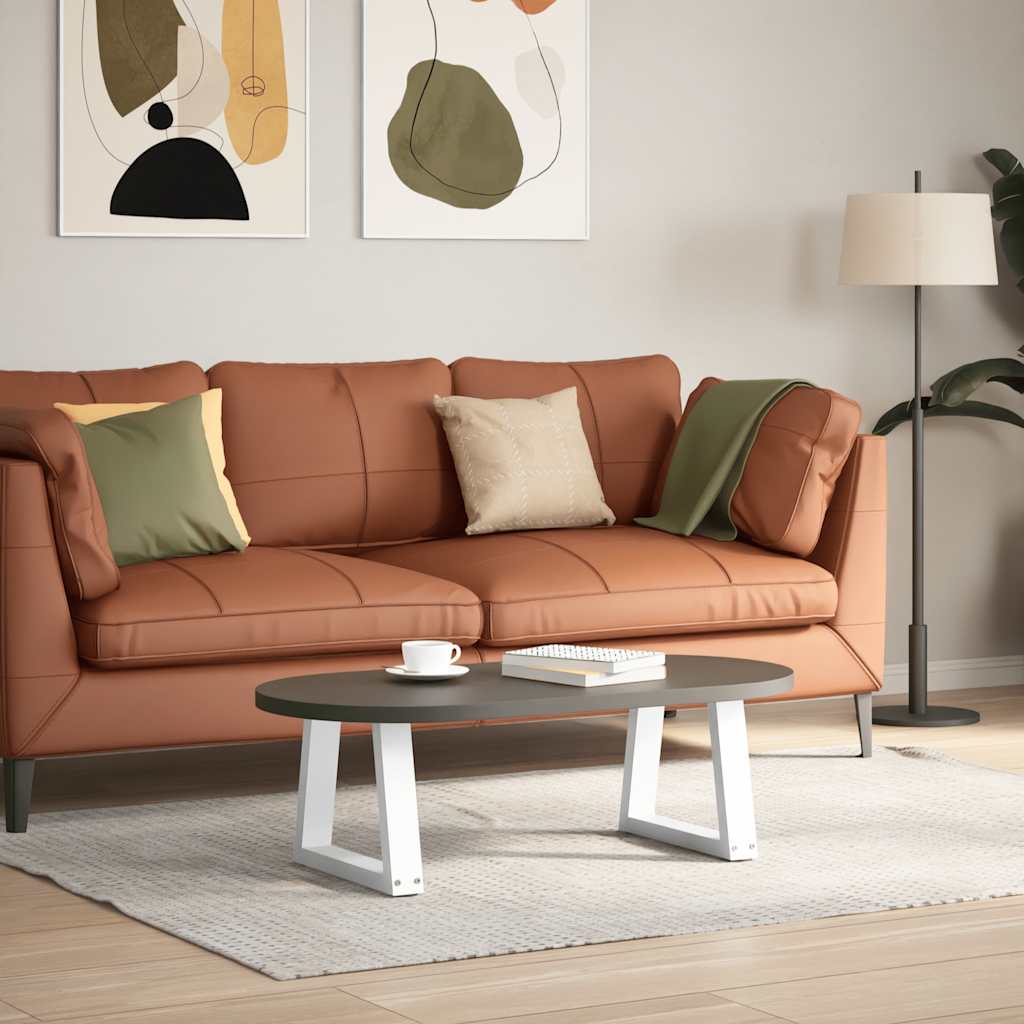 Salongbordben V-formet 2 stk hvit 30x(30-31,3) cm stål