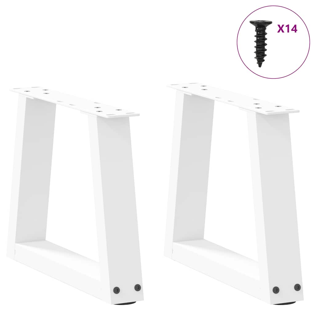 Salongbordben V-formet 2 stk hvit 40x(30-31,3) cm stål