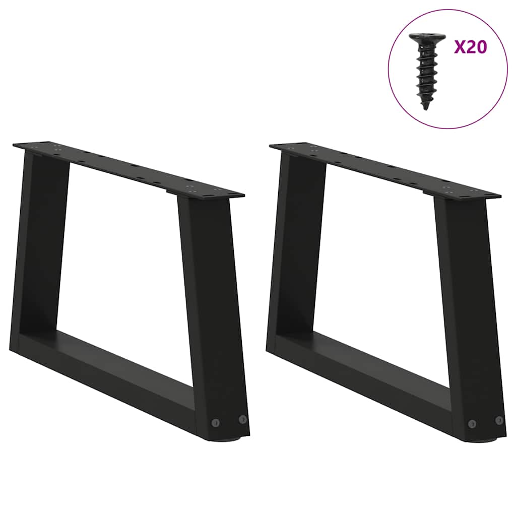 Salongbordben V-formet 2 stk svart 50x(30-31,3) cm stål
