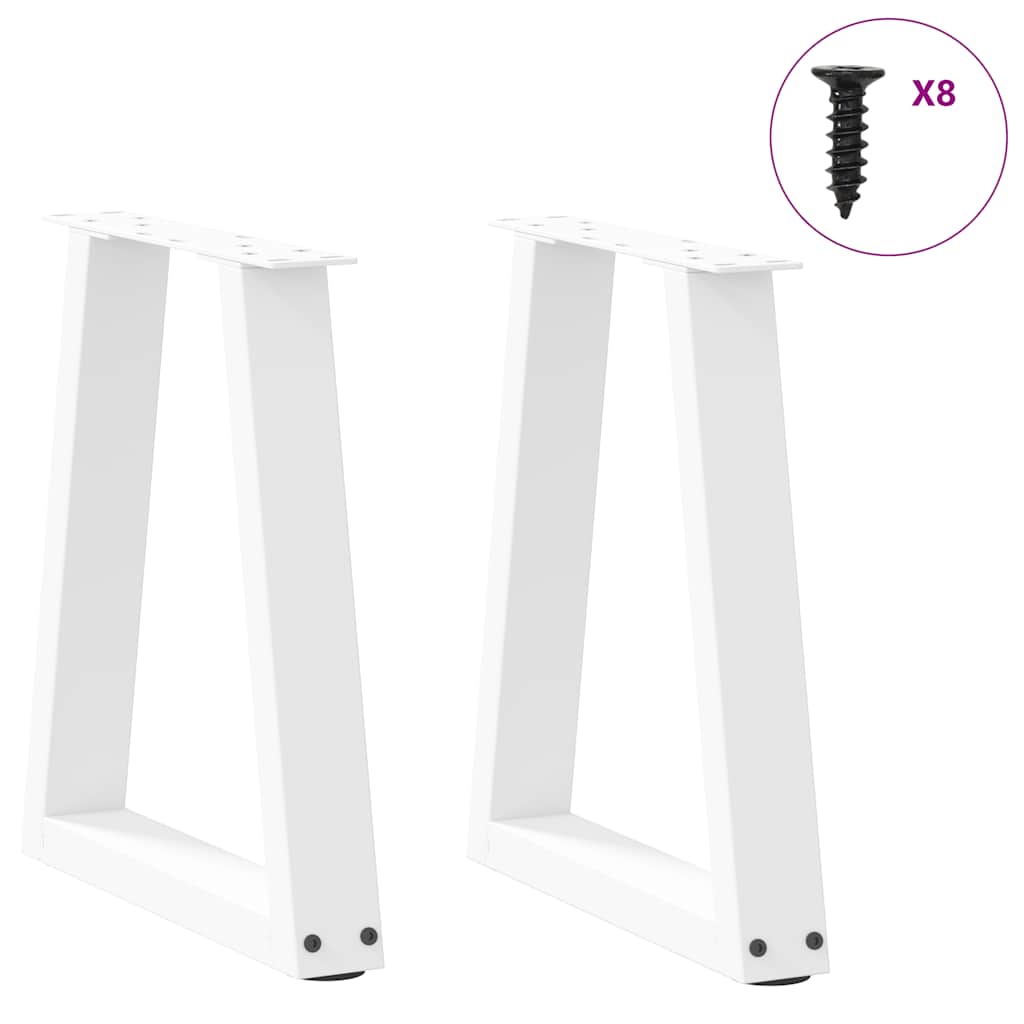 Salongbordben V-formet 2 stk hvit 28 x (42-43,3) cm stål