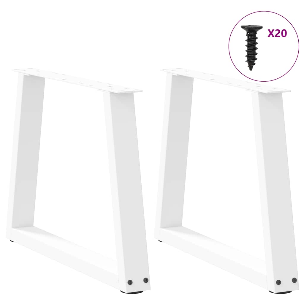 Salongbordben V-formet 2 stk hvit 50x(42-43,3) cm stål vidaXL