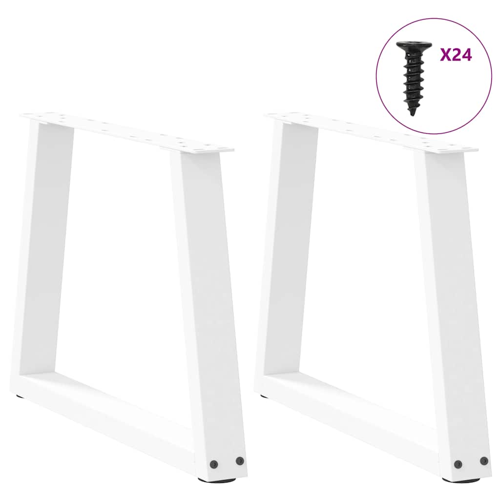 Salongbordben V-formet 2 stk hvit 70 x (42-43,3) cm stål