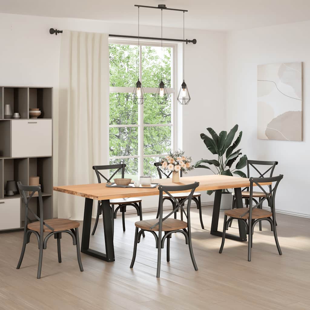 Spisebordben V-formet 2 stk svart 50x(72-73,3) cm stål