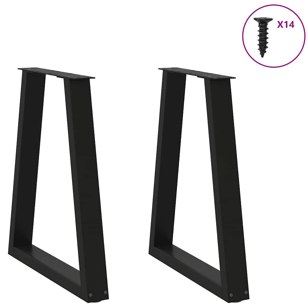 Spisebordben V-formet 2 stk svart 50x(72-73,3) cm stål