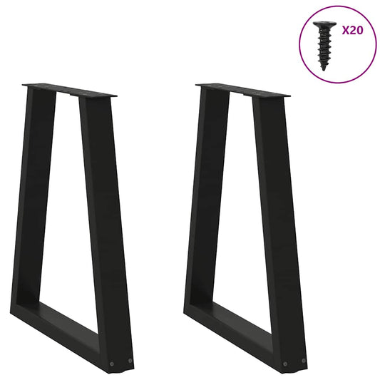 Spisebordben V-formet 2 stk svart 60 x (72-73,3) cm stål