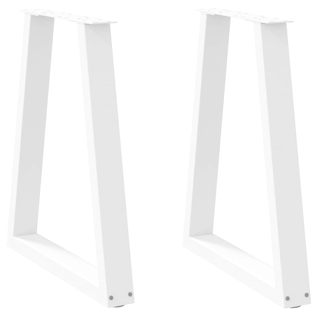 Spisebordben V-formet 2 stk hvit 60 x (72-73,3) cm stål vidaXL