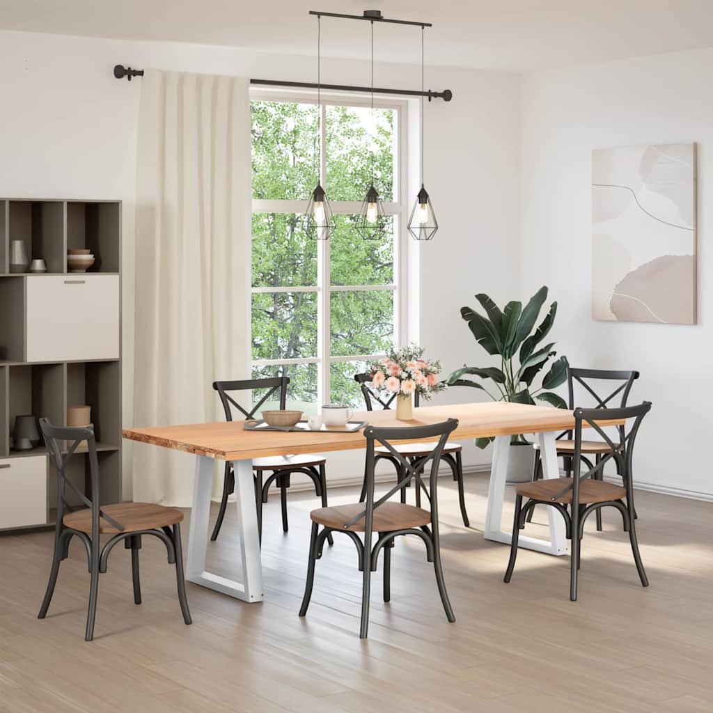 Spisebordben V-formet 2 stk hvit 60 x (72-73,3) cm stål vidaXL