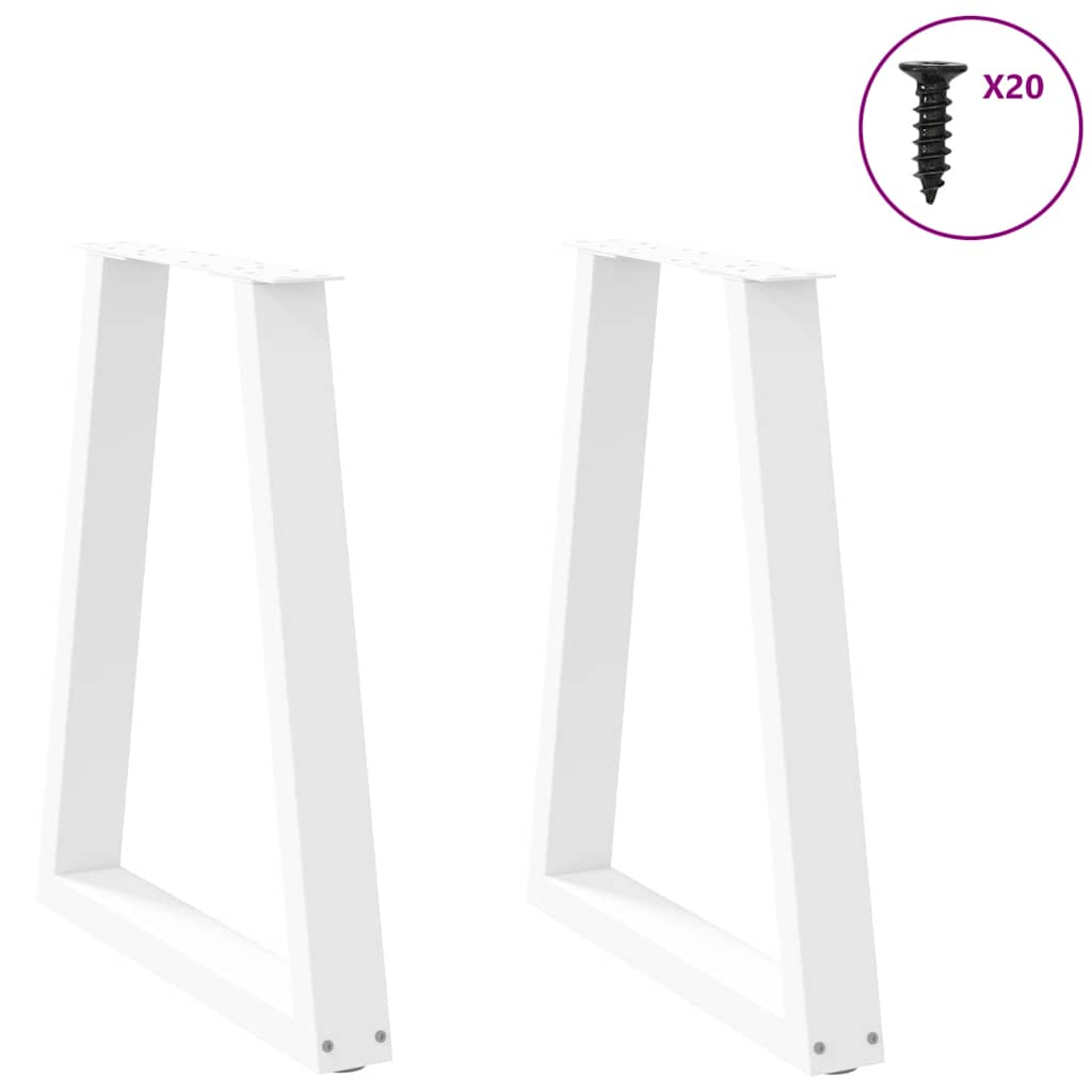 Spisebordben V-formet 2 stk hvit 60 x (72-73,3) cm stål vidaXL