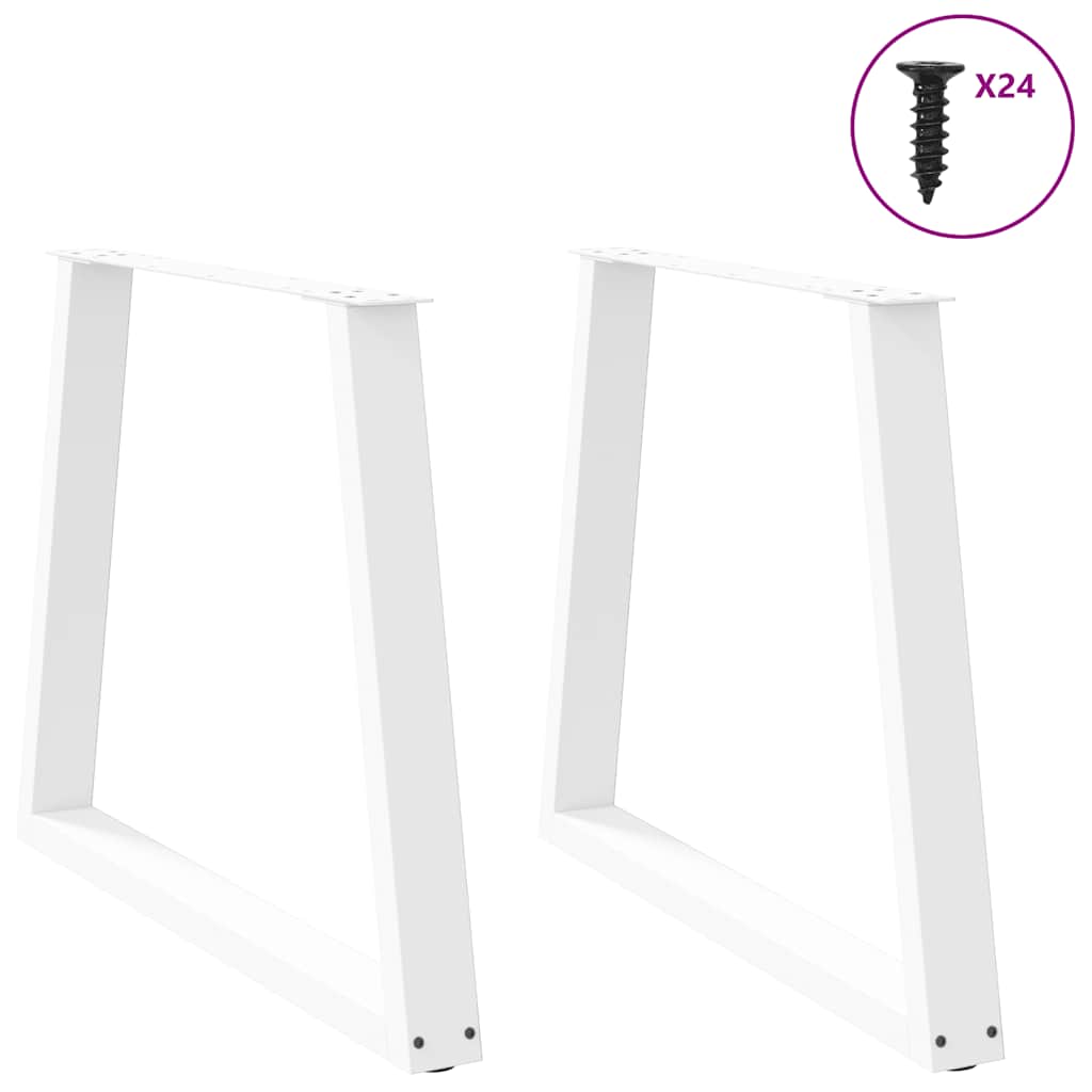 Spisebordben V-formet 2 stk hvit 70 x (72-73,3) cm stål vidaXL