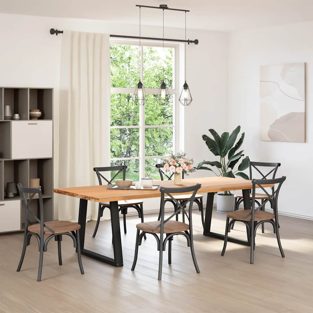 Spisebordben V-formet 2 stk svart 80 x (72-73,3) cm stål