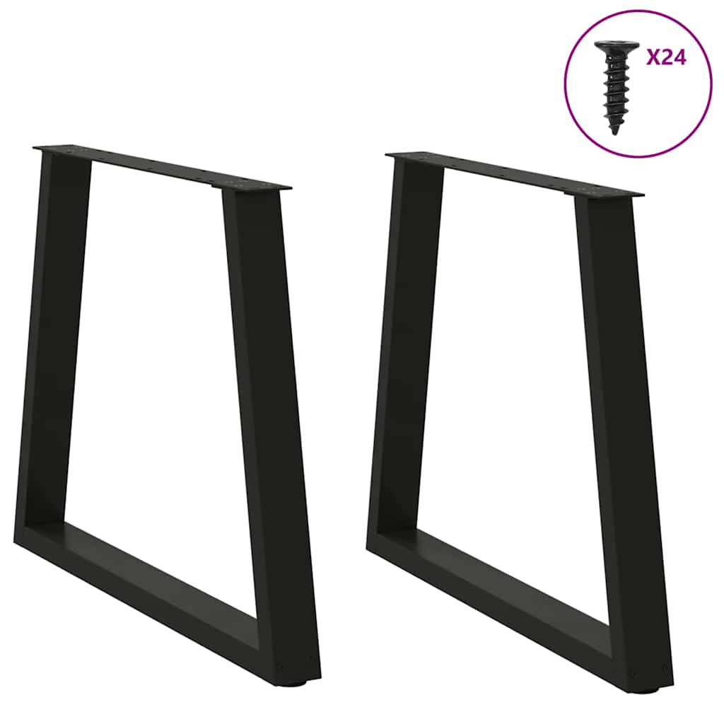 Spisebordben V-formet 2 stk svart 80 x (72-73,3) cm stål