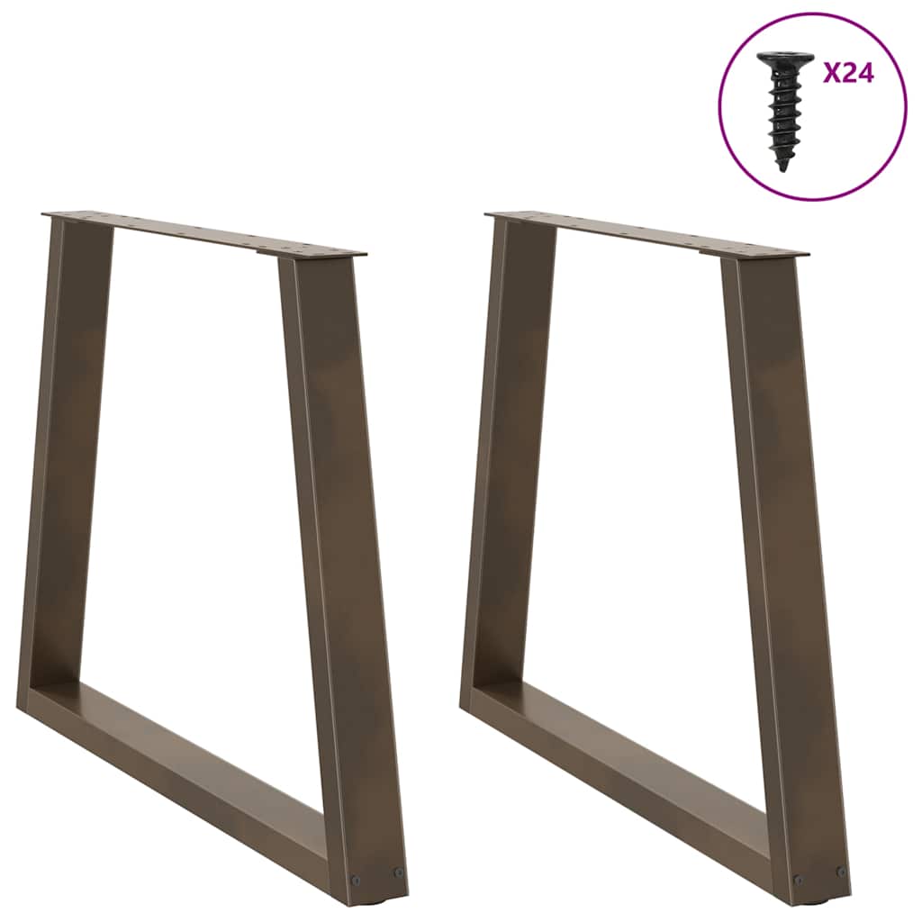 Spisebordben V-formet 2 stk naturstål 80 x (72-73,3) cm stål