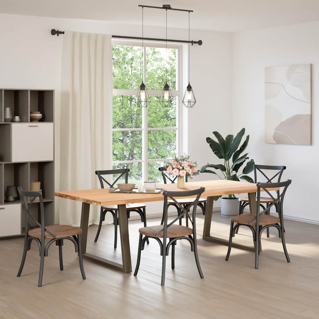 Spisebordben V-formet 2 stk naturstål 90 x (72-73,3) cm stål