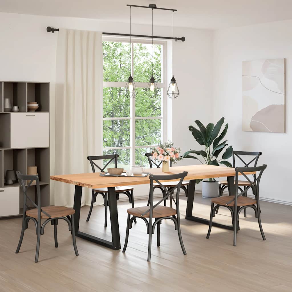 Spisebordben V-formet 2 stk svart 100x(72-73,3) cm stål