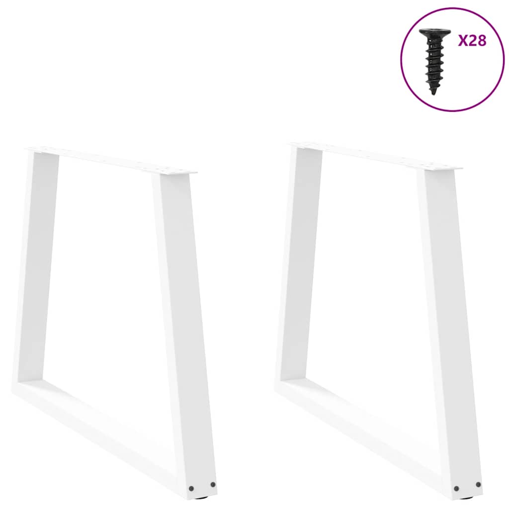 Spisebordben V-formet 2 stk hvit 100x(72-73,3) cm stål vidaXL
