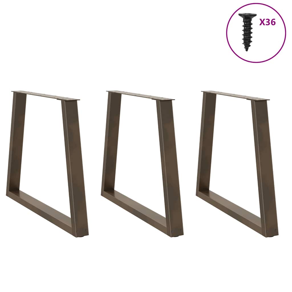 Spisebordben V-formet 3 stk naturstål 70 x (72-73,3) cm stål