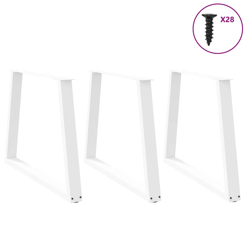 Spisebordben V-formet 3 stk hvit 90 x (72-73,3) cm stål