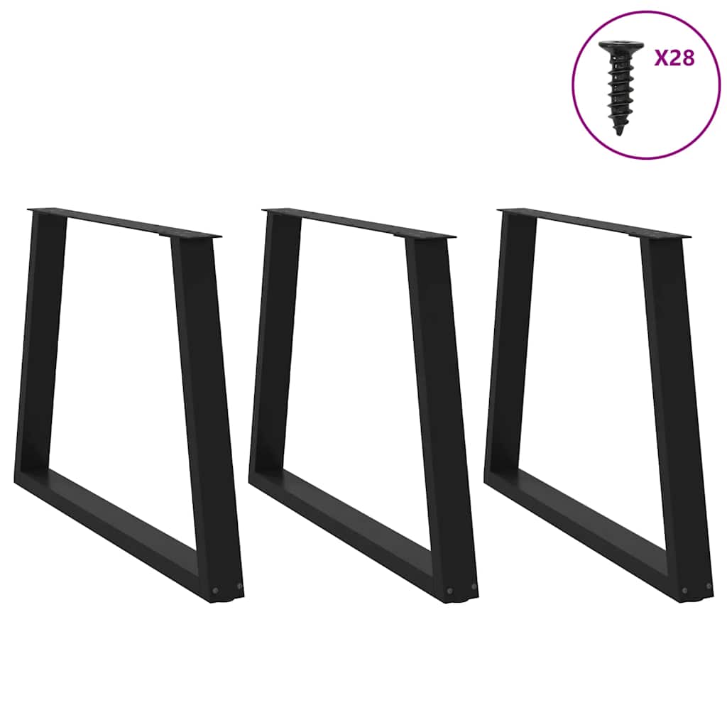 Spisebordben V-formet 3 stk svart 100x(72-73,3) cm stål