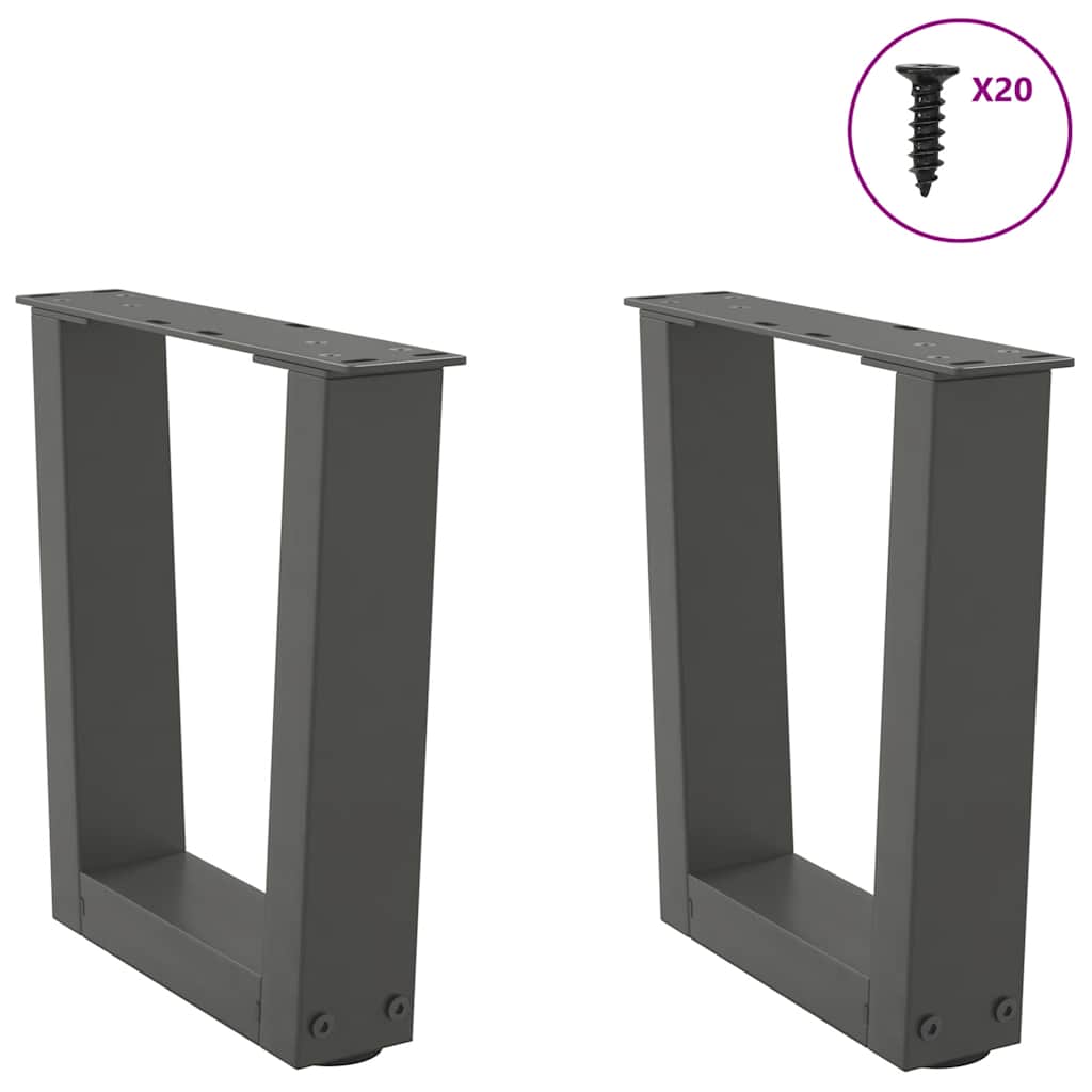 Salongbordben V-formet 2 stk antrasitt 40x(30-31,3) cm stål