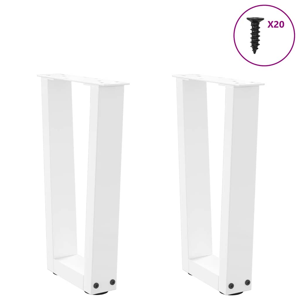 Salongbordben V-formet 2 stk hvit 38 x (42-43,3) cm stål