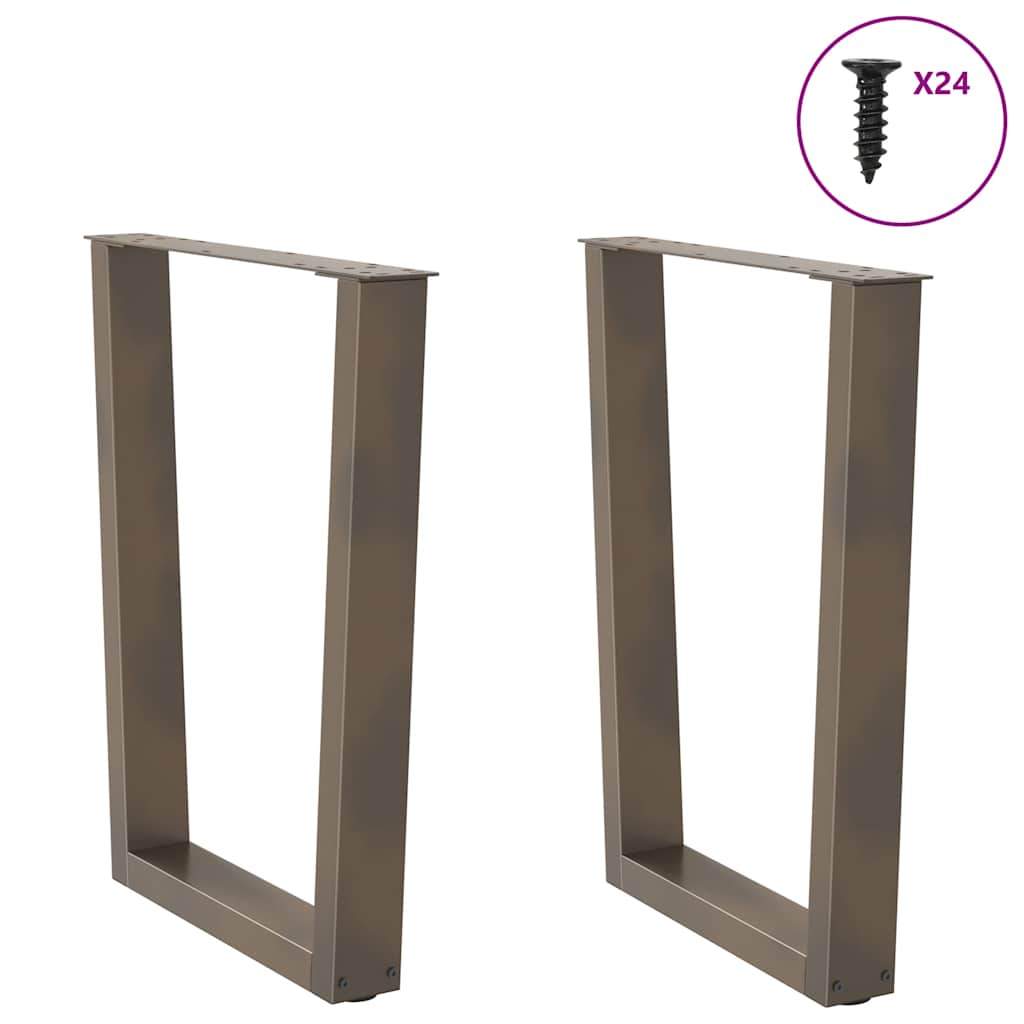 Spisebordben V-formet 2 stk naturstål 60 x (72-73,3) cm stål