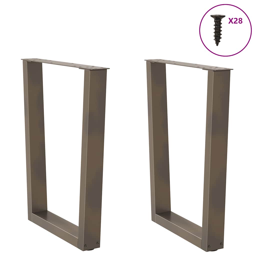 Spisebordben V-formet 2 stk naturstål 70 x (72-73,3) cm stål