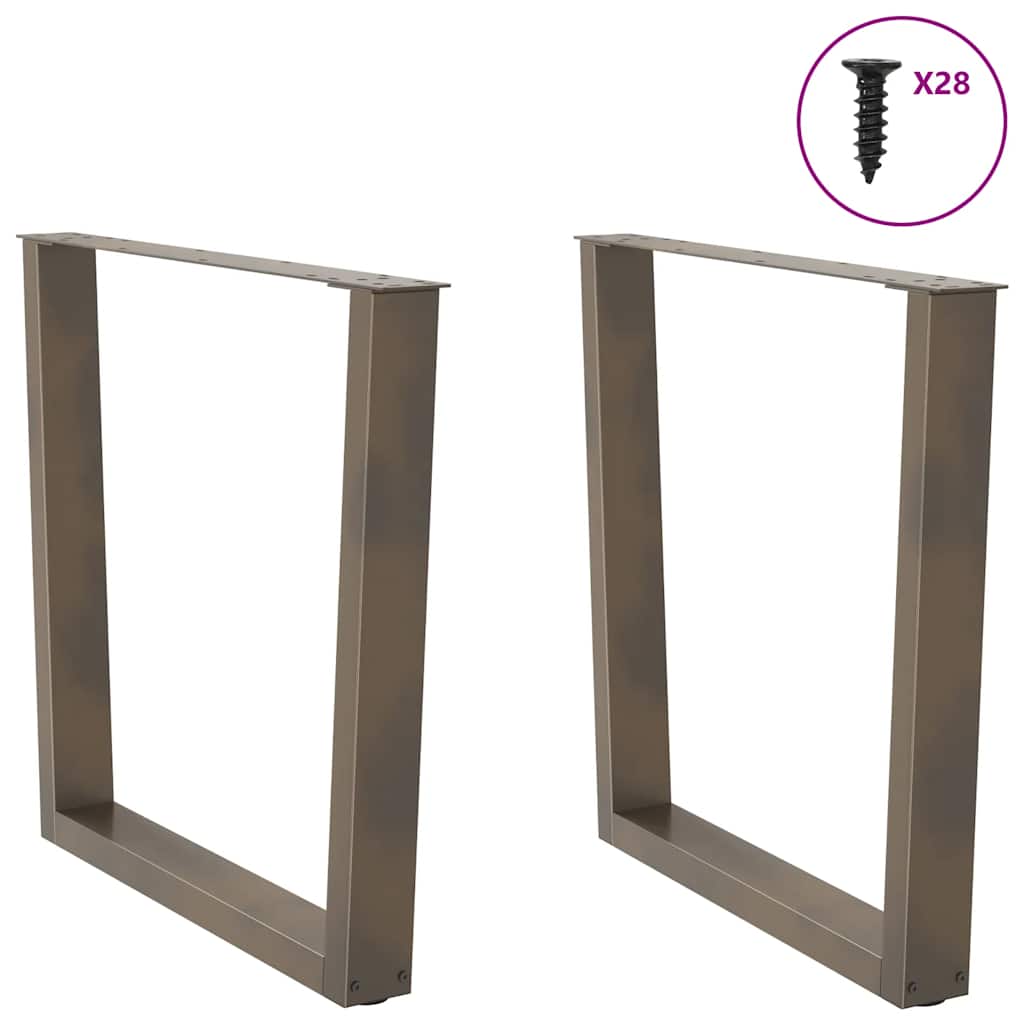 Spisebordben V-formet 2 stk naturstål 80 x (72-73,3) cm stål