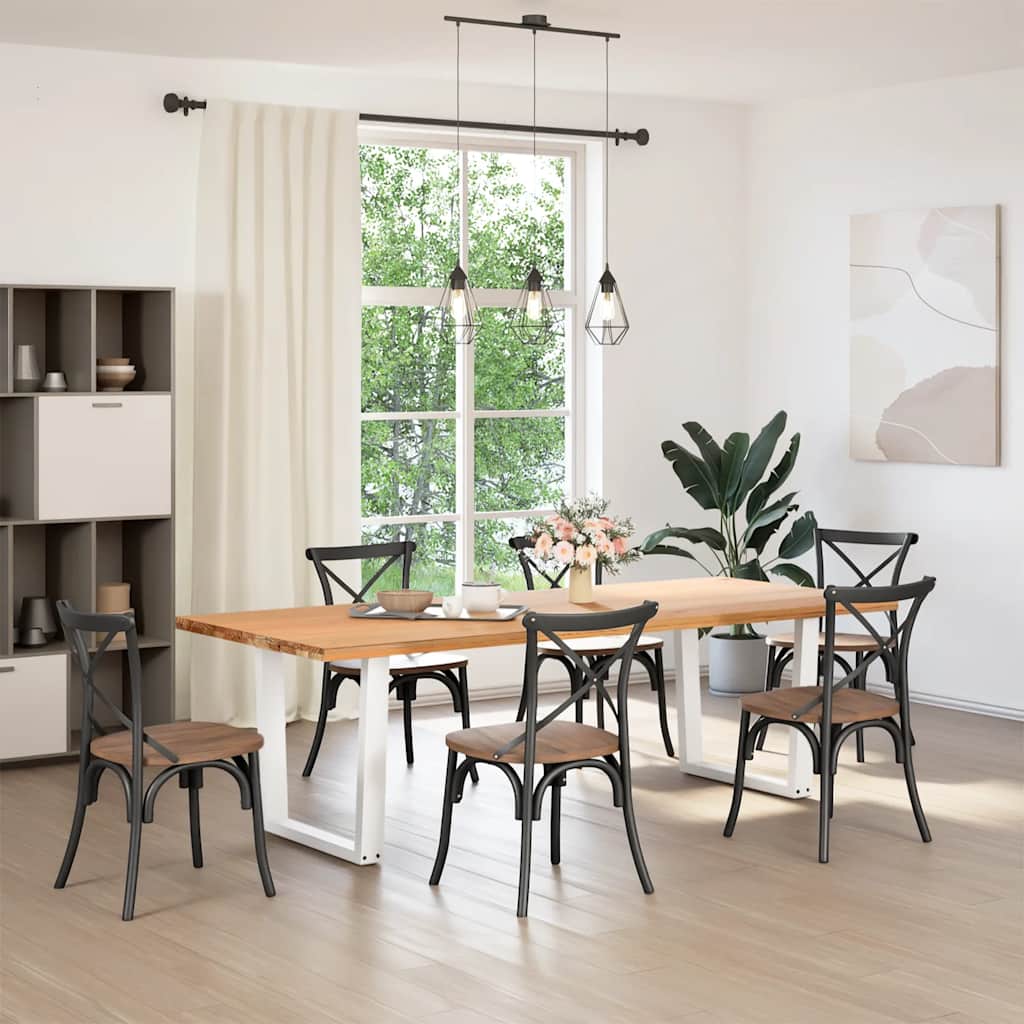 Spisebordben V-formet 2 stk hvit 90 x (72-73,3) cm stål