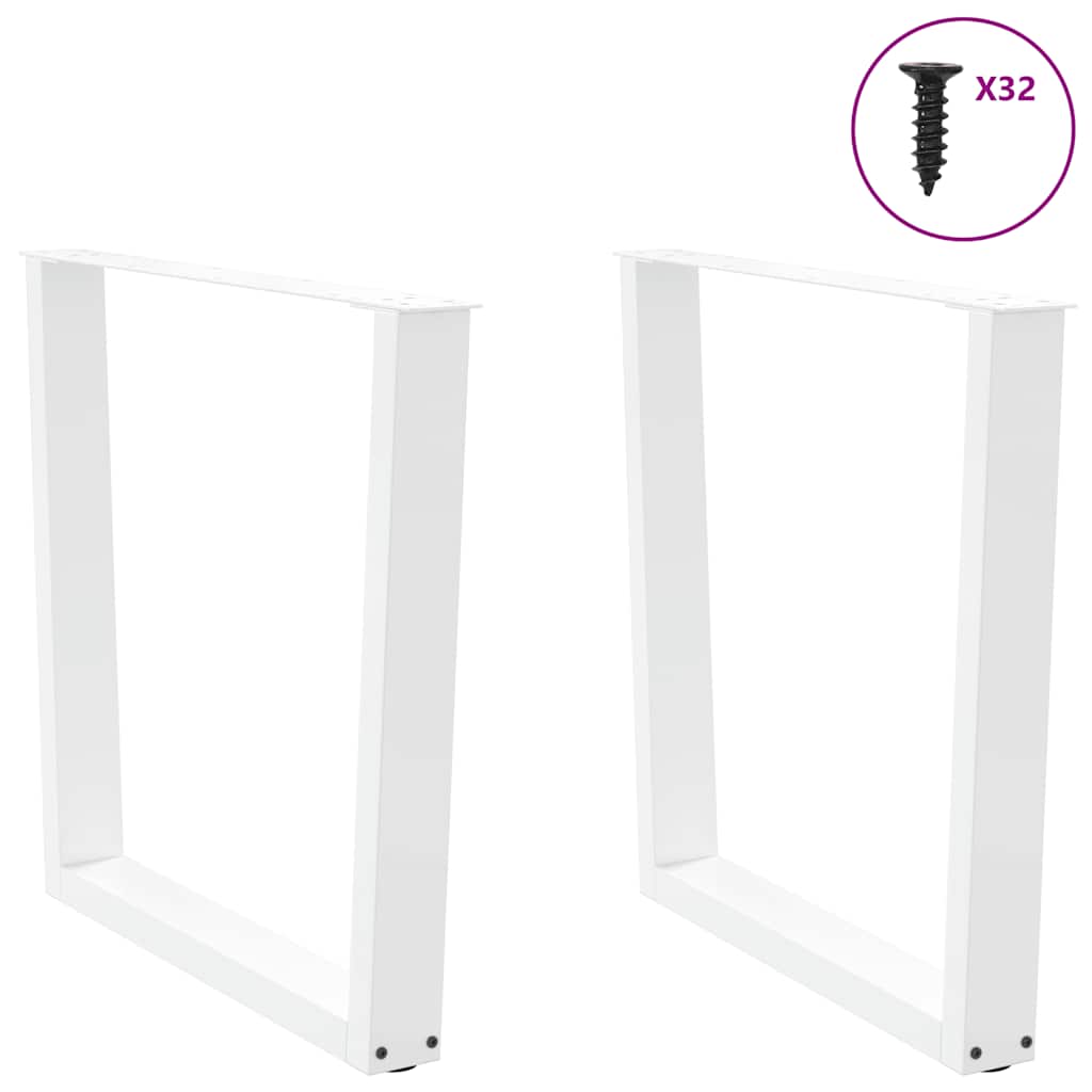 Spisebordben V-formet 2 stk hvit 90 x (72-73,3) cm stål