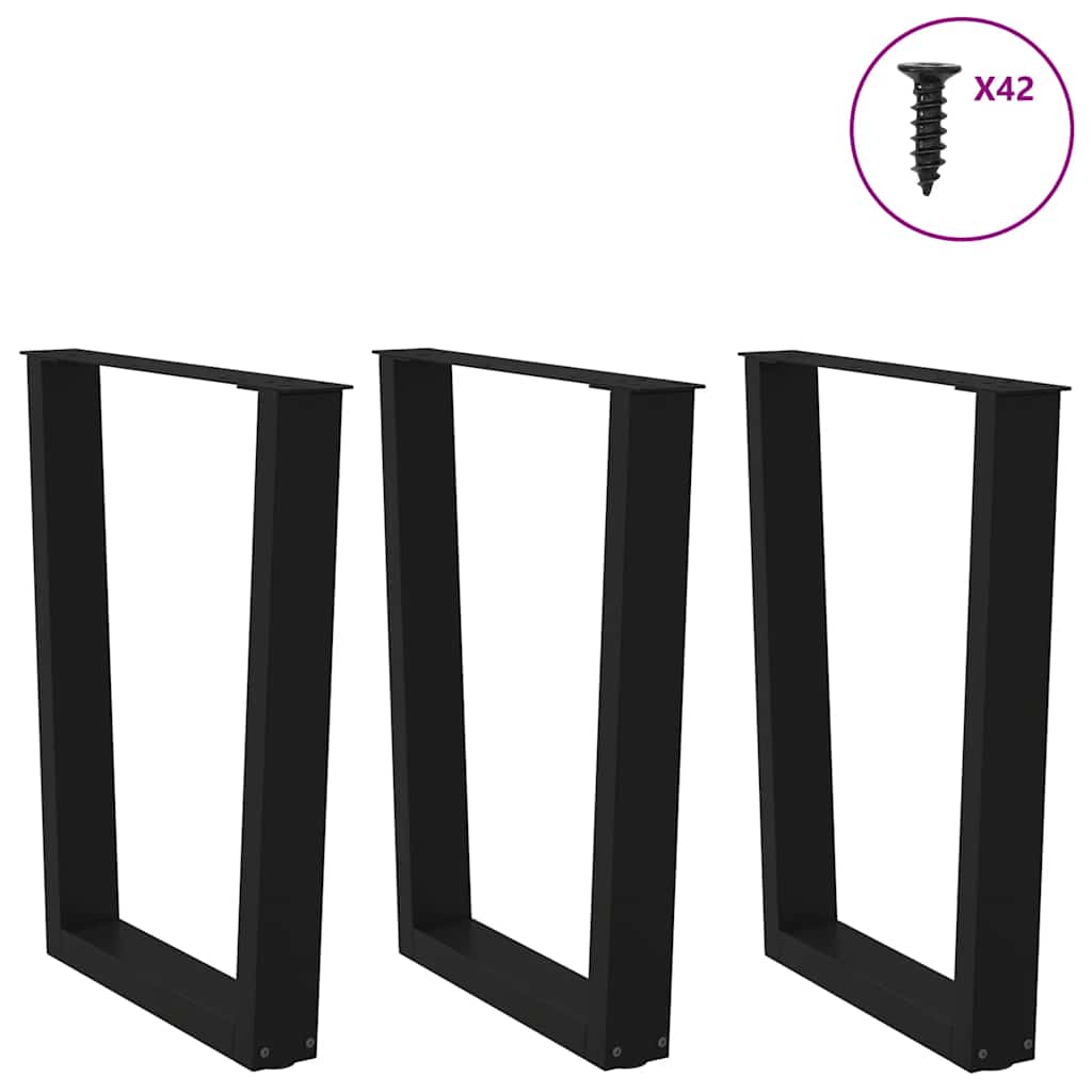 Spisebordben V-formet 3 stk svart 70 x (72-73,3) cm stål