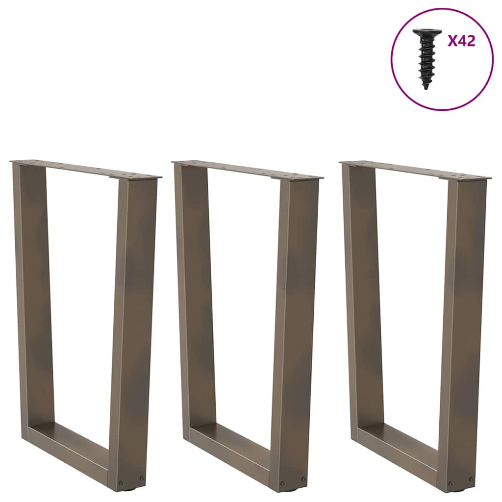 Spisebordben V-formet 3 stk naturstål 70 x (72-73,3) cm stål