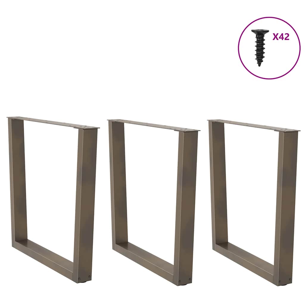 Spisebordben V-formet 3 stk naturstål 80 x (72-73,3) cm stål