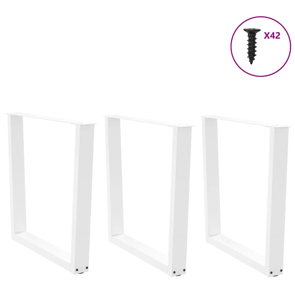 Spisebordben V-formet 3 stk hvit 90 x (72-73,3) cm stål