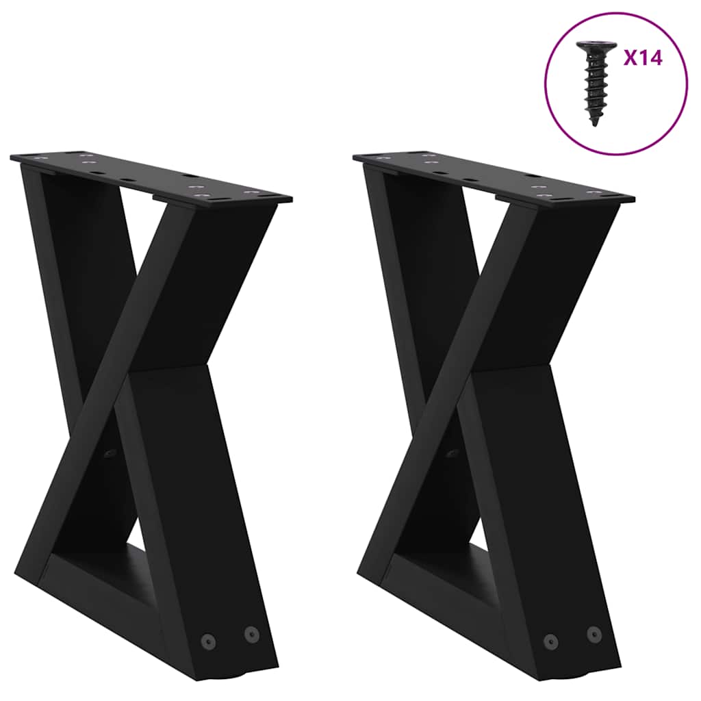 Salongbordben 2 stk svart 40x(30-31,3) cm stål