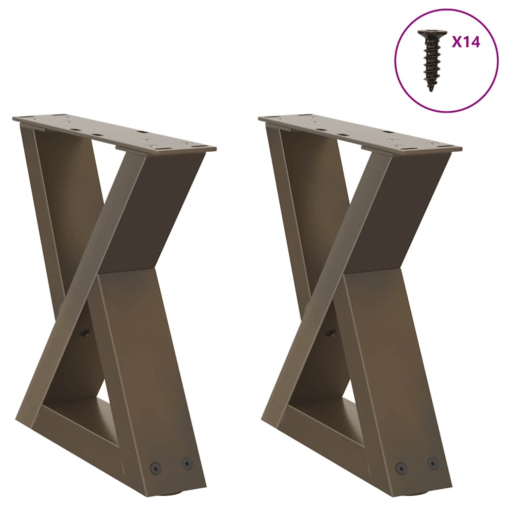 Salongbordben 2 stk naturstål 40x(30-31,3) cm stål