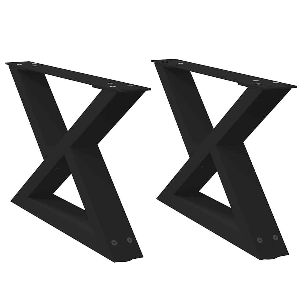 Salongbordben 2 stk svart 50x(30-31,3) cm stål