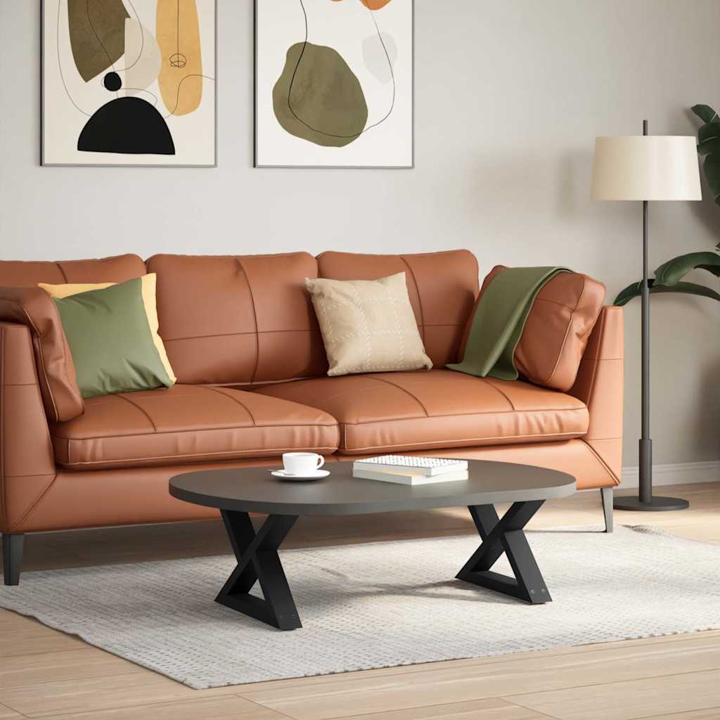 Salongbordben 2 stk svart 50x(30-31,3) cm stål